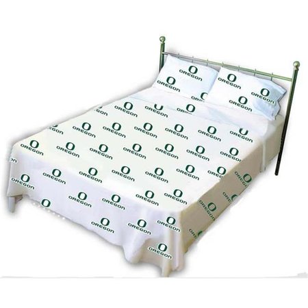 COLLEGE COVERS College Covers ORESSQUW Oregon Printed Sheet Set Queen - White ORESSQUW